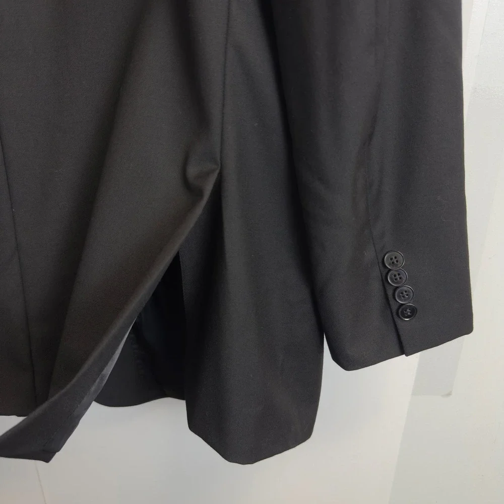 Calvin Klein Mens 50R Black Wool Suit Jacket Blazer Formal Classic fit 2 Button
